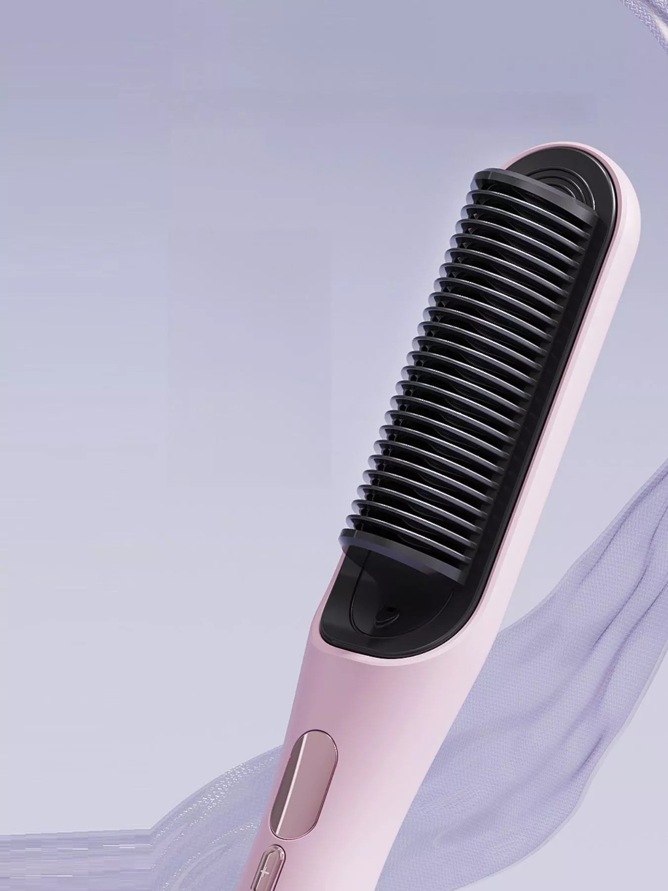Blush pink Trendsi fast heating straightening comb with European plug, designed for quick, easy hair styling.