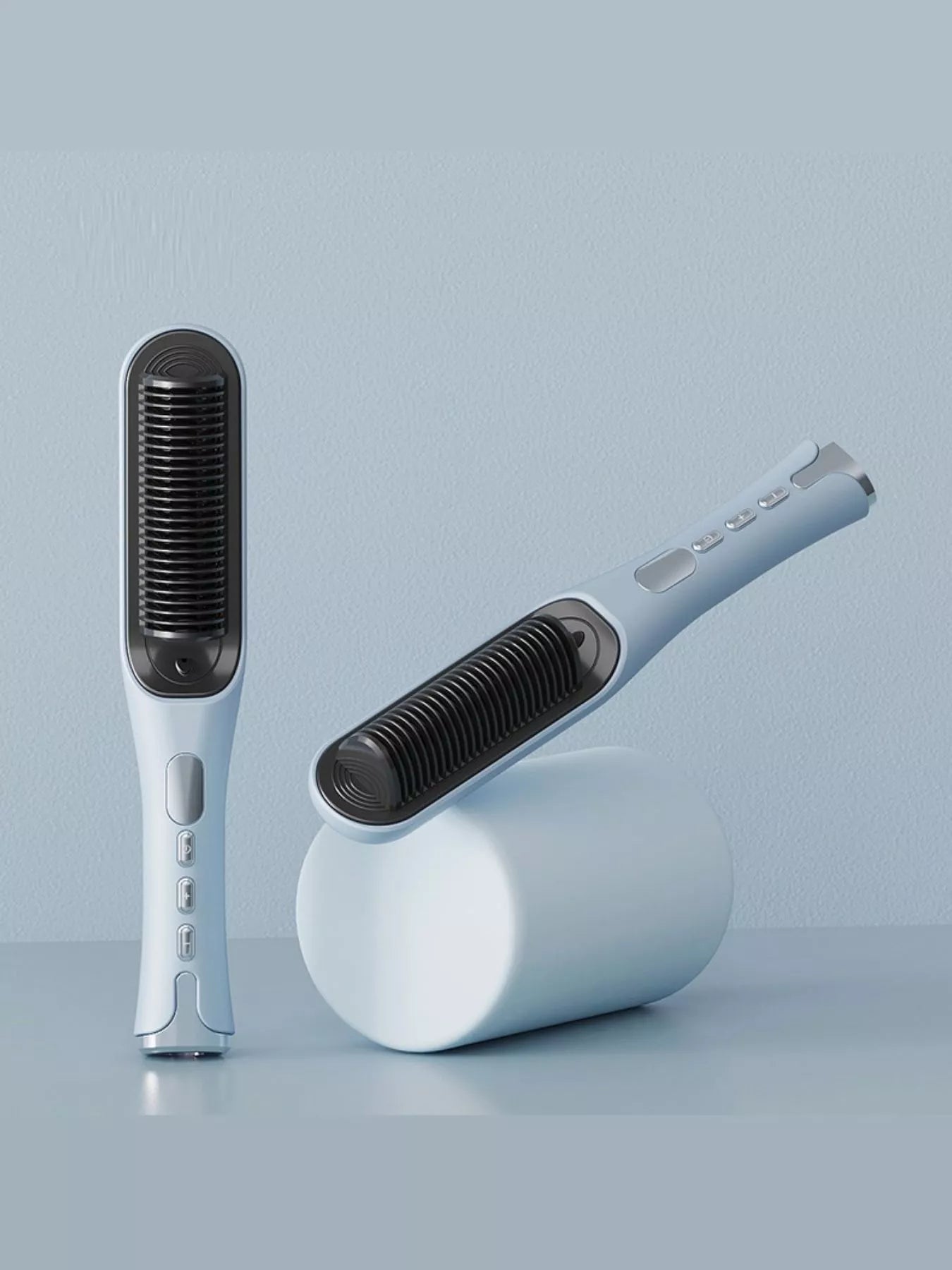 Blush pink Trendsi fast heating straightening comb with European plug for quick hair styling.