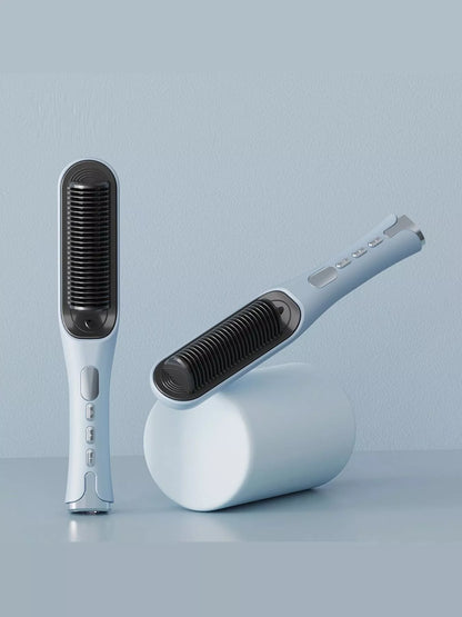 Blush pink Trendsi fast heating straightening comb with European plug for quick hair styling.