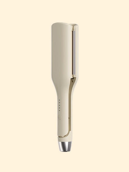 Blush pink Trendsi rotating ceramic hair curling iron with European plug, showcasing its handle and curling barrel.