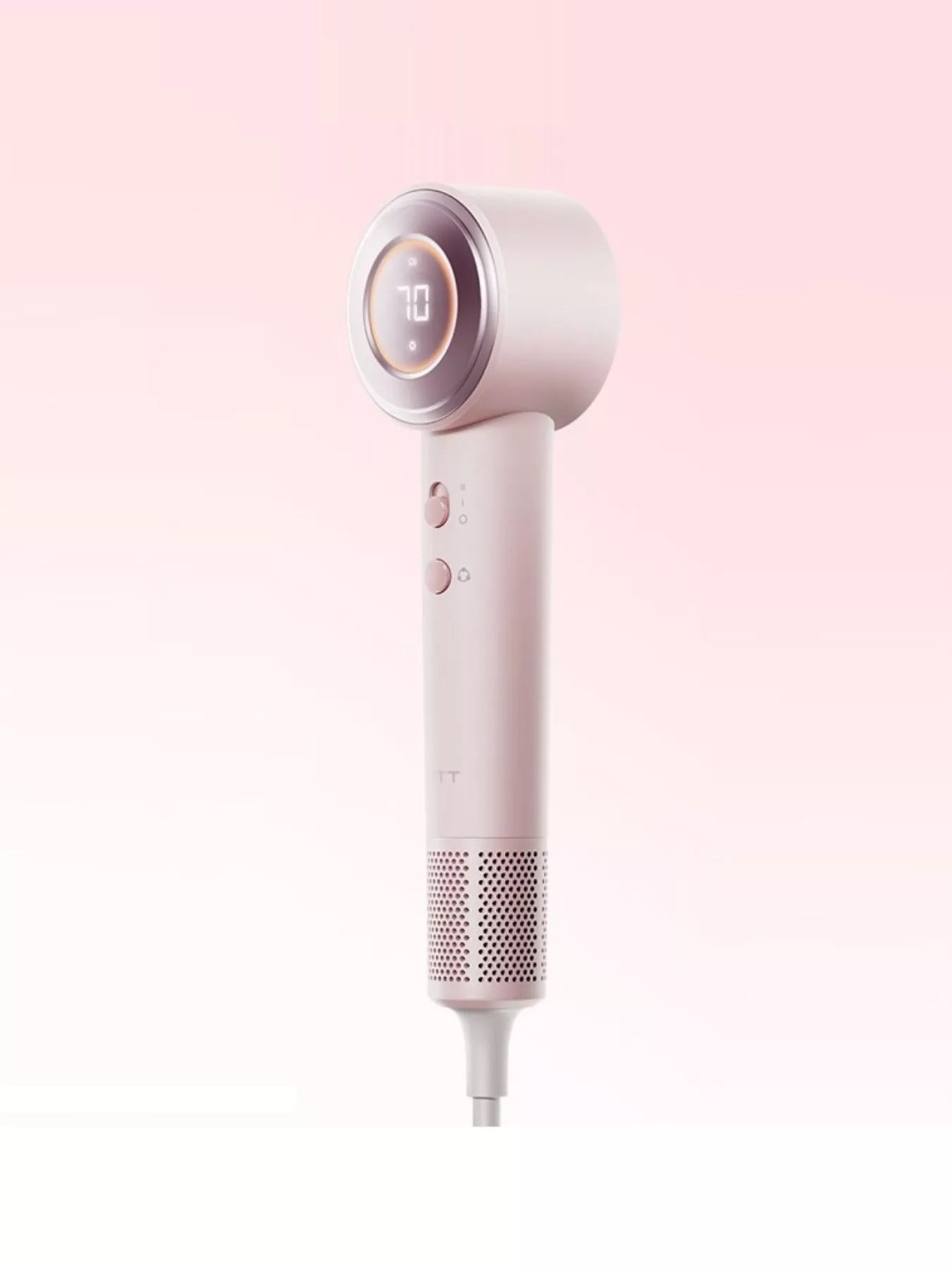 Blush pink Trendsi high-speed hair dryer with temperature control and European plug, ideal for quick, professional styling.