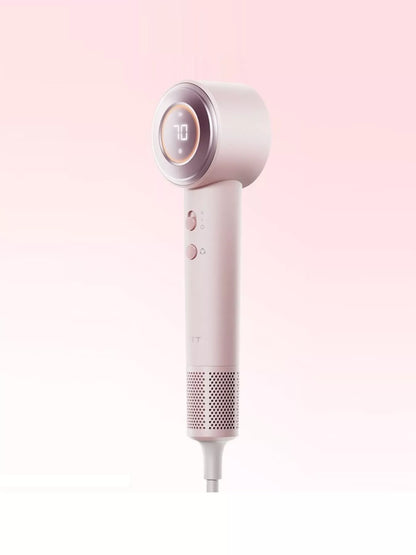 Blush pink Trendsi high-speed hair dryer with temperature control and European plug, ideal for quick, professional styling.