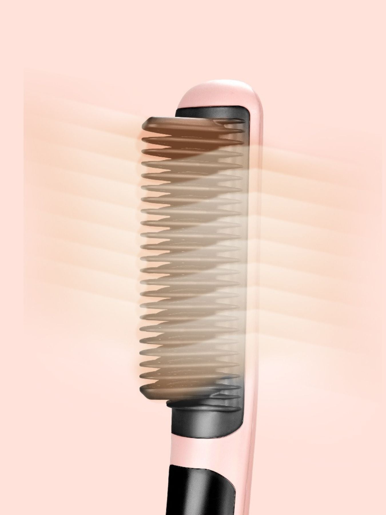 Blush pink Trendsi heated hair straightening comb with North American plug, designed for smooth, straight hair styling.