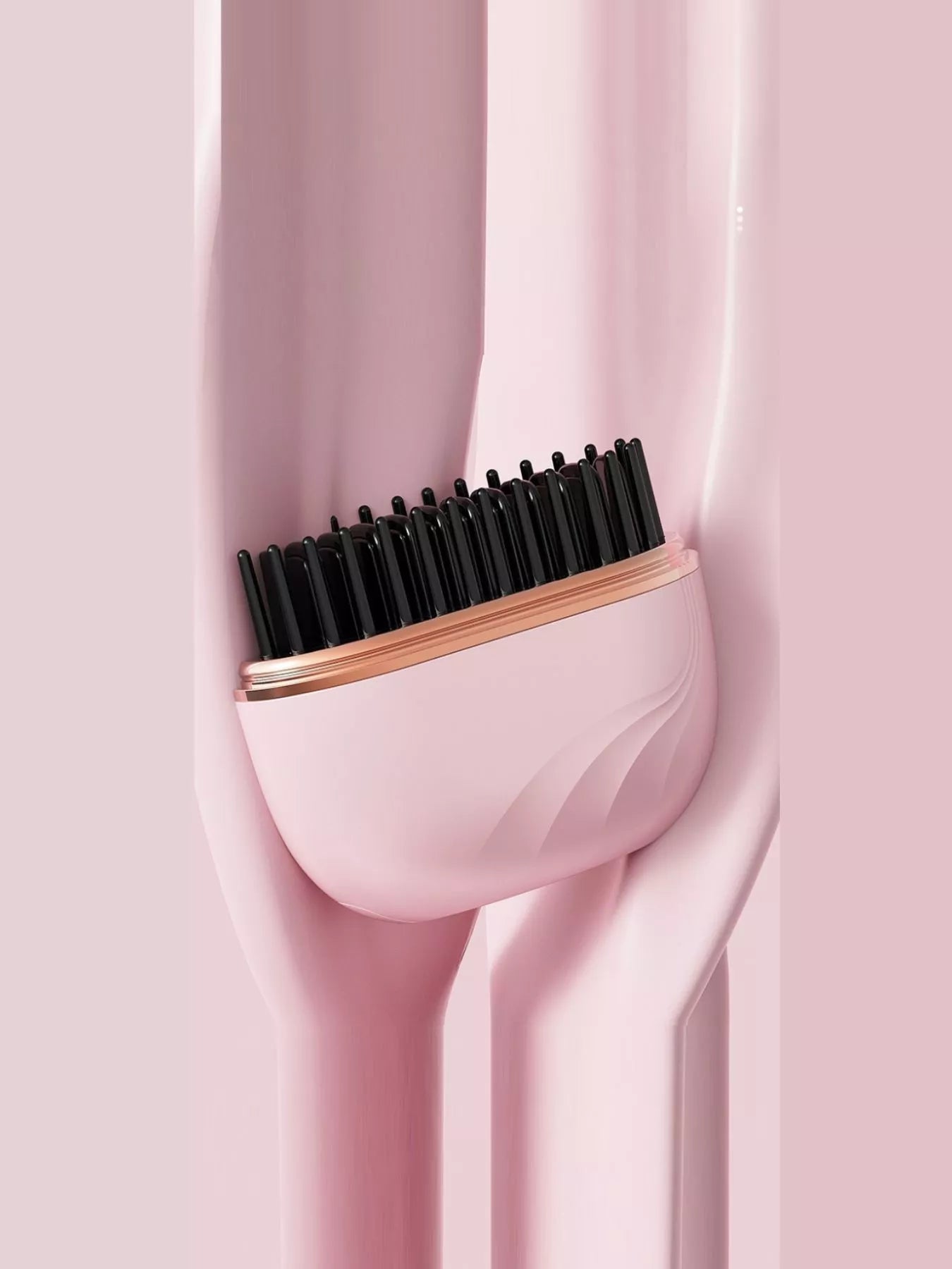 Trendsi blush pink portable hair straightening comb with one-size design, ideal for quick styling on the go.