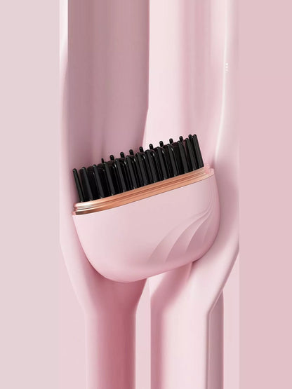 Trendsi blush pink portable hair straightening comb with one-size design, ideal for quick styling on the go.
