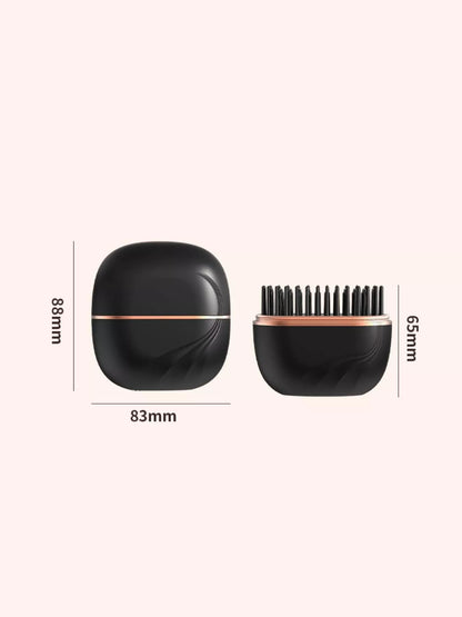Blush pink portable hair straightening comb by Trendsi with one-size design and ceramic heating elements.
