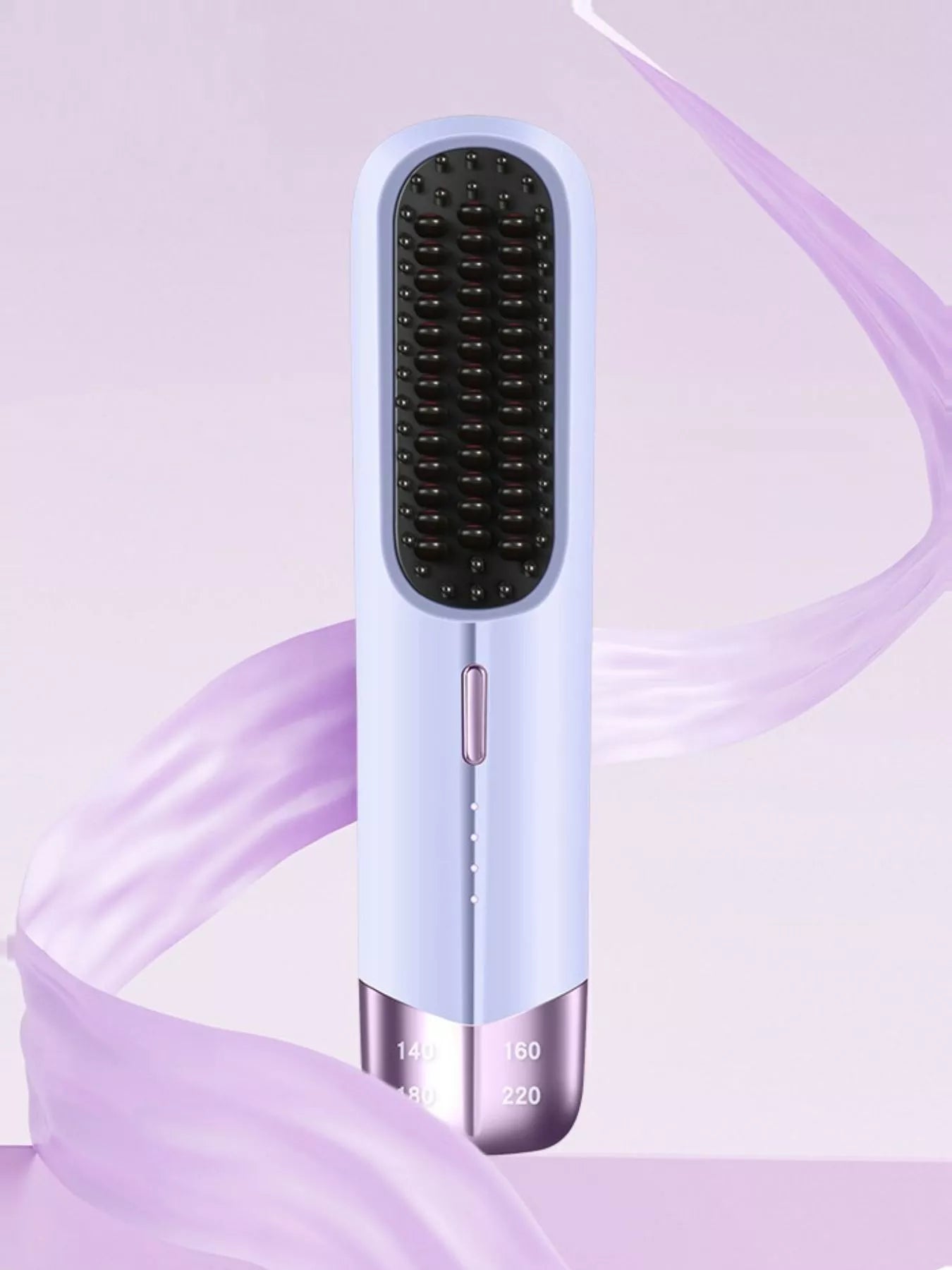 Blush pink portable wireless ionic straightener brush by Trendsi for smooth, straight hair, compact and easy to use.