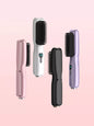 Pink Trendsi 2-in-1 mini wireless ionic hair straightening comb with ergonomic handle and ceramic bristles.