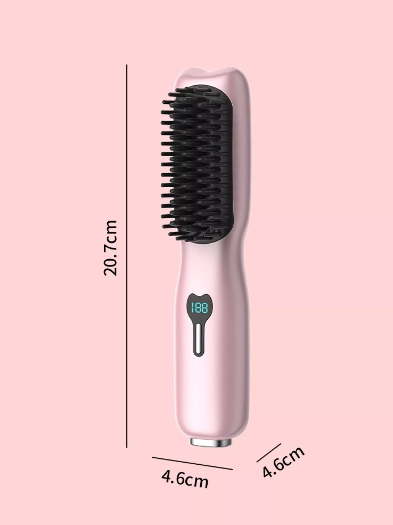 Pink Trendsi 2-in-1 mini wireless ionic hair straightening comb with a compact design for easy styling.