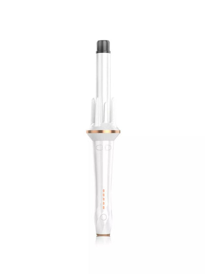 Blush pink automatic rotating hair curling iron by Trendsi, with a sleek design and rotating barrel for easy styling.