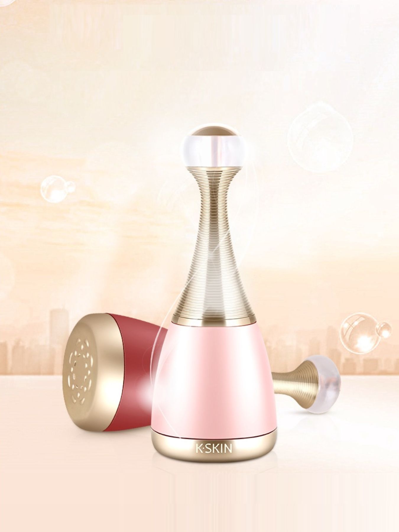 Blush pink Trendsi facial steamer beauty device for skin hydration and cleansing, with a compact, modern design.