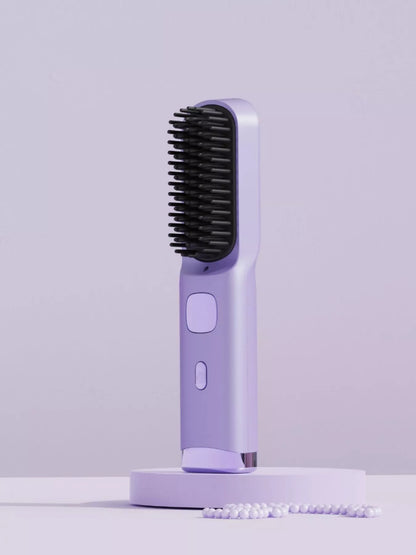 Pink Trendsi heated straightening comb with ergonomic handle, designed for easy hair styling and smoothing.