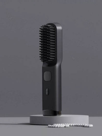 Blush pink Trendsi heated straightening comb with one-size design, showcasing the sleek, electric styling tool on a white background.