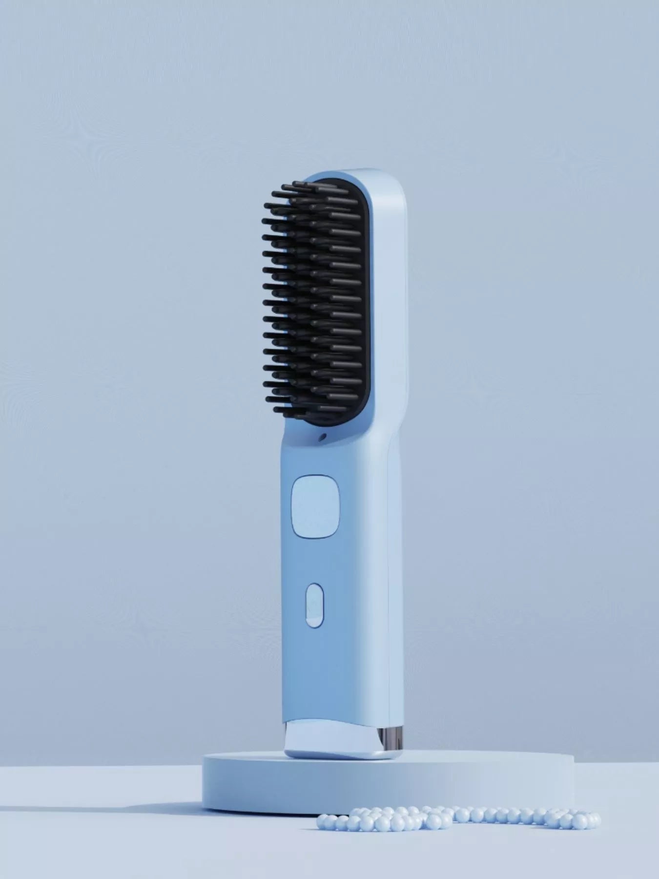 Blush pink Trendsi heated straightening comb with one-size design for easy hair styling and straightening.