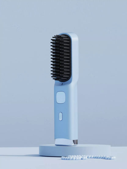 Blush pink Trendsi heated straightening comb with one-size design for easy hair styling and straightening.