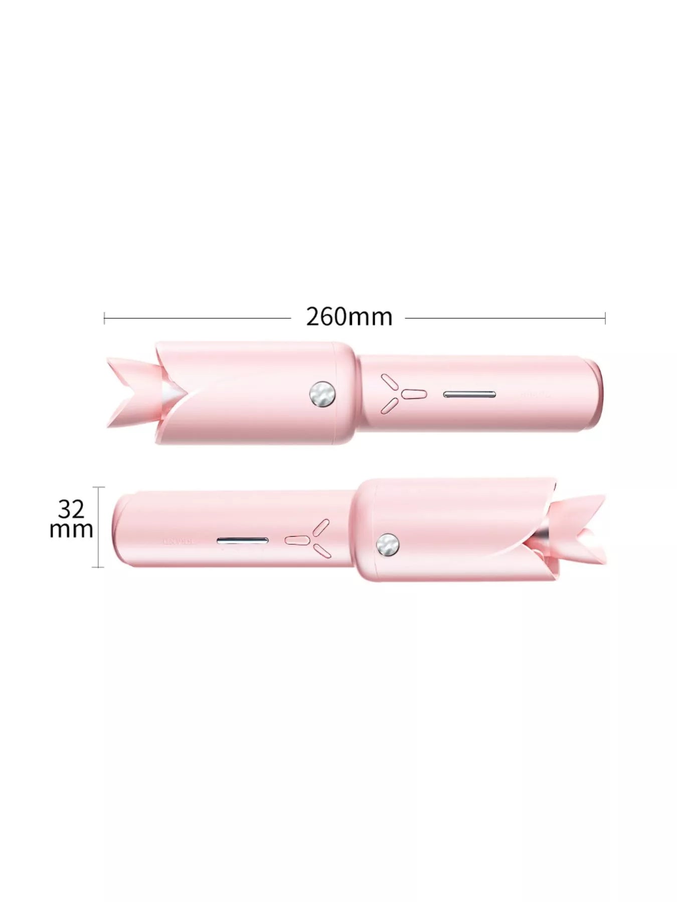 Blush pink portable curling iron from Trendsi with a sleek design and ceramic barrel for easy styling.