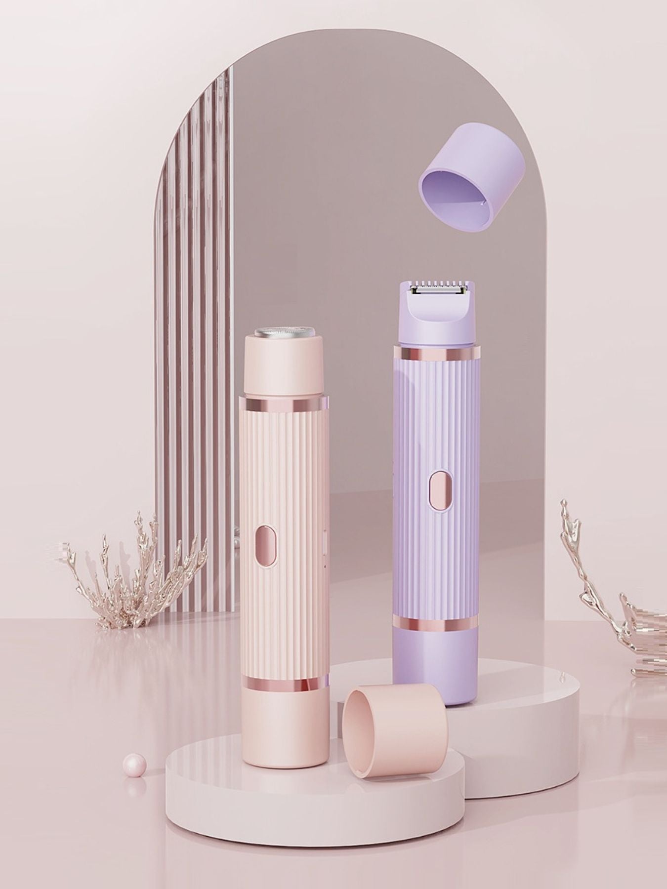 Blush pink portable hair removal epilator from Trendsi, compact and lightweight for easy use and convenience.
