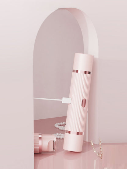 Blush pink portable hair removal epilator by Trendsi, compact design with multiple attachments for effective at-home hair removal.