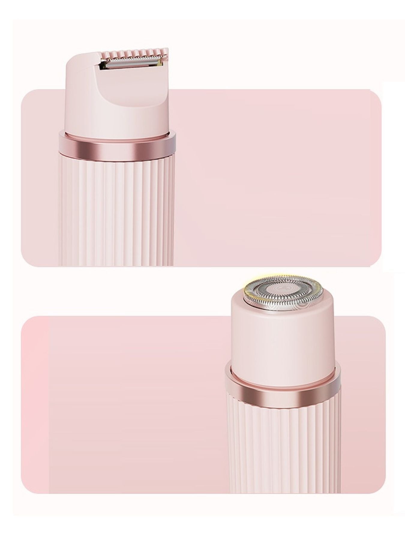 Blush pink portable hair removal epilator from Trendsi, compact design with multiple attachments for easy at-home use.