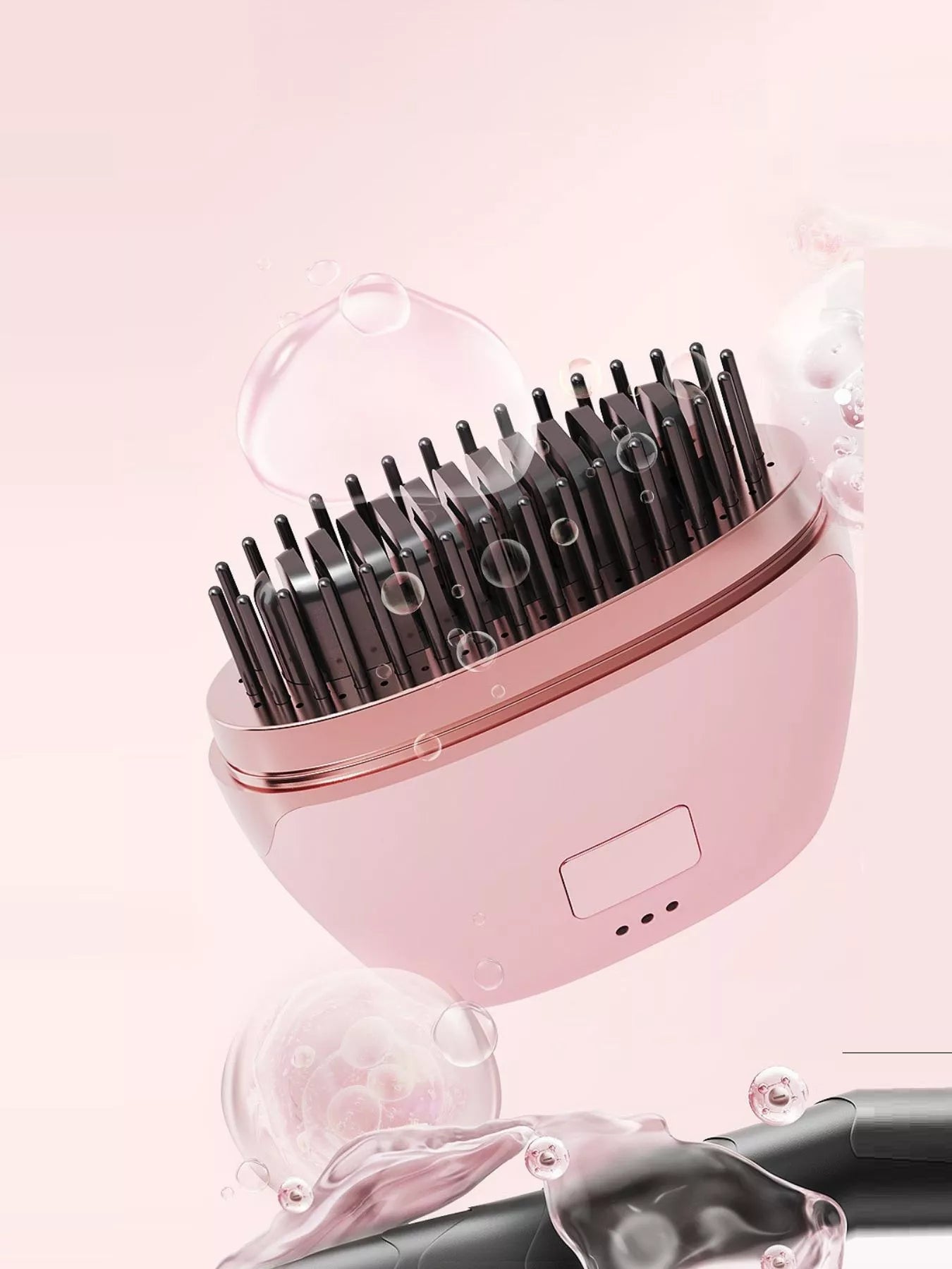 Blush pink portable heated hair straightening comb by Trendsi with one-size design and sleek, compact appearance.