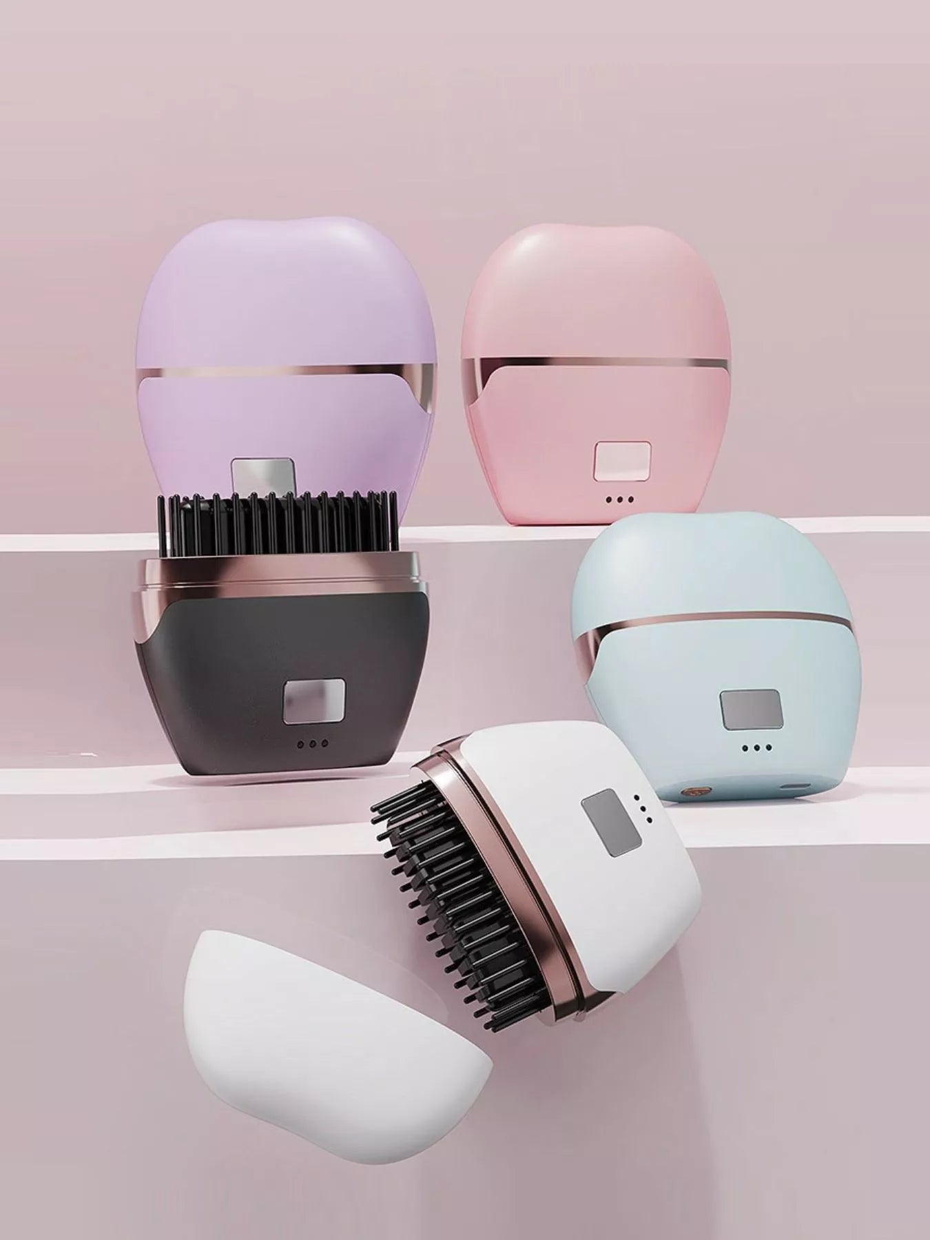Pink portable heated hair straightening comb by Trendsi, showing the compact design and heating plates for straightening hair.