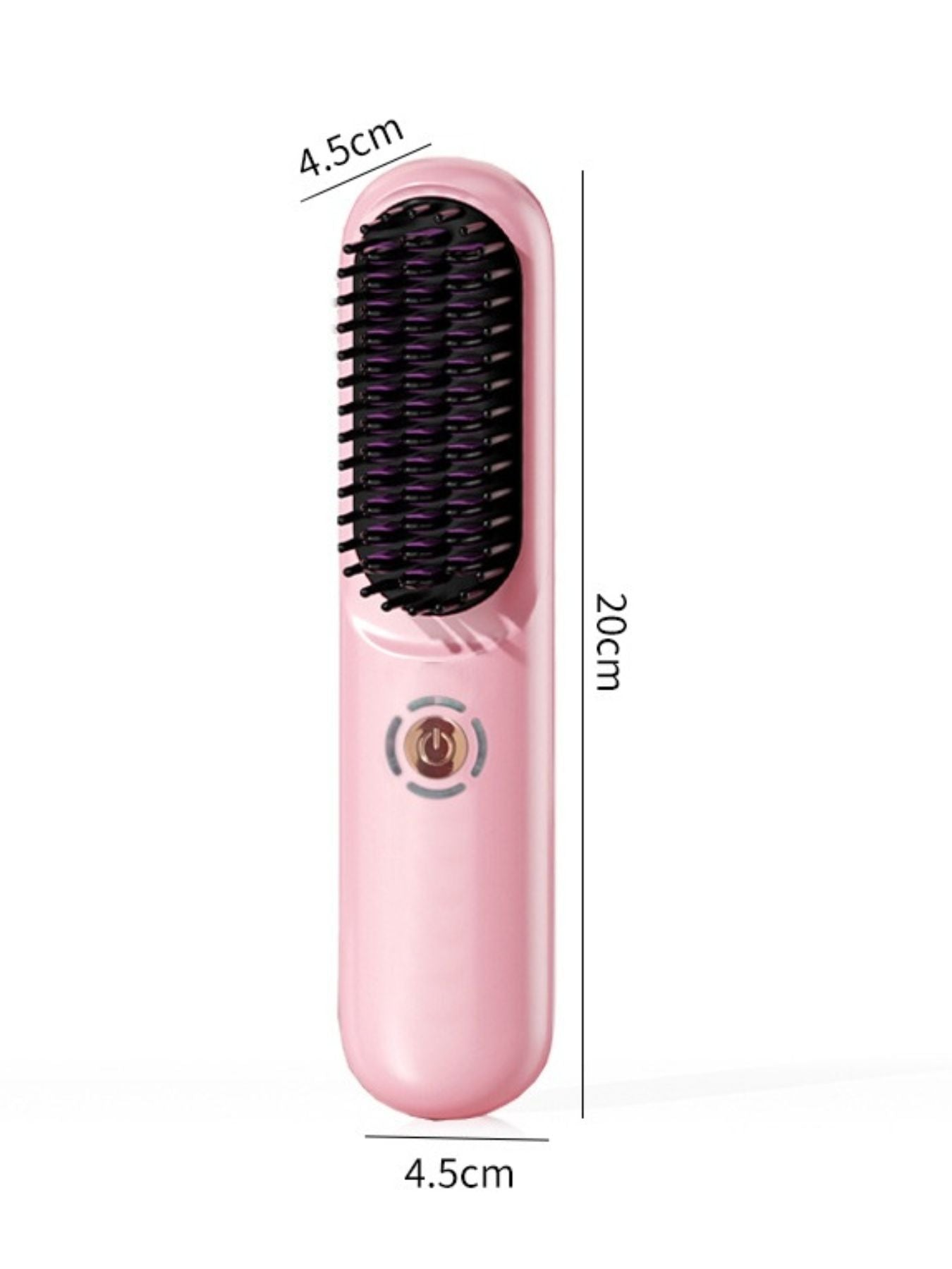 Blush pink portable heated hair straightening comb by Trendsi, compact design for easy styling on the go.