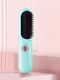 Blush pink portable heated hair straightening comb by Trendsi, compact styling tool with heated ceramic teeth for smooth hair.