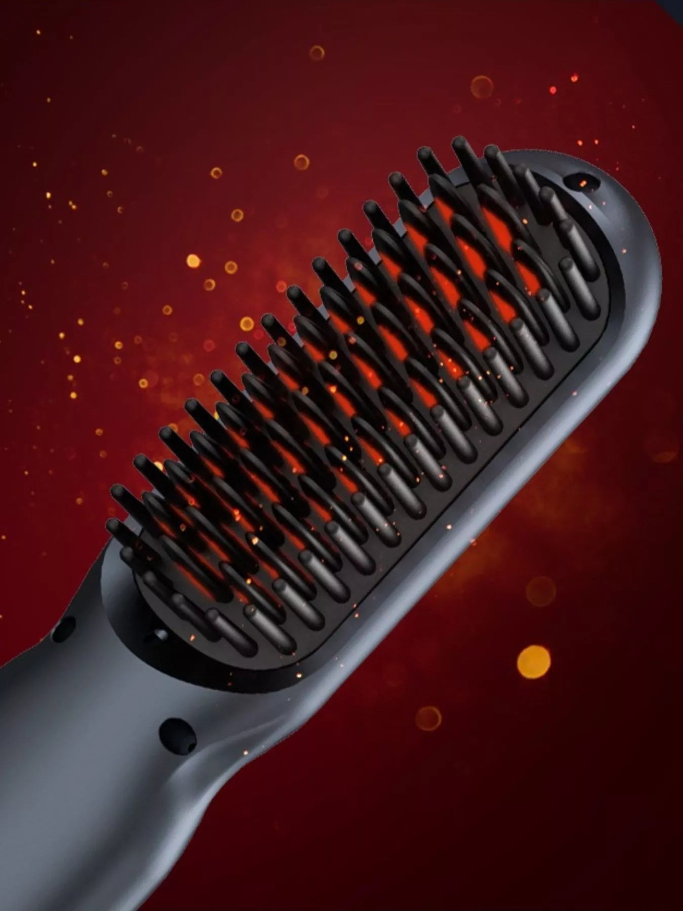 Blush pink portable heated straightening comb by Trendsi, compact design with ceramic teeth for quick hair styling.