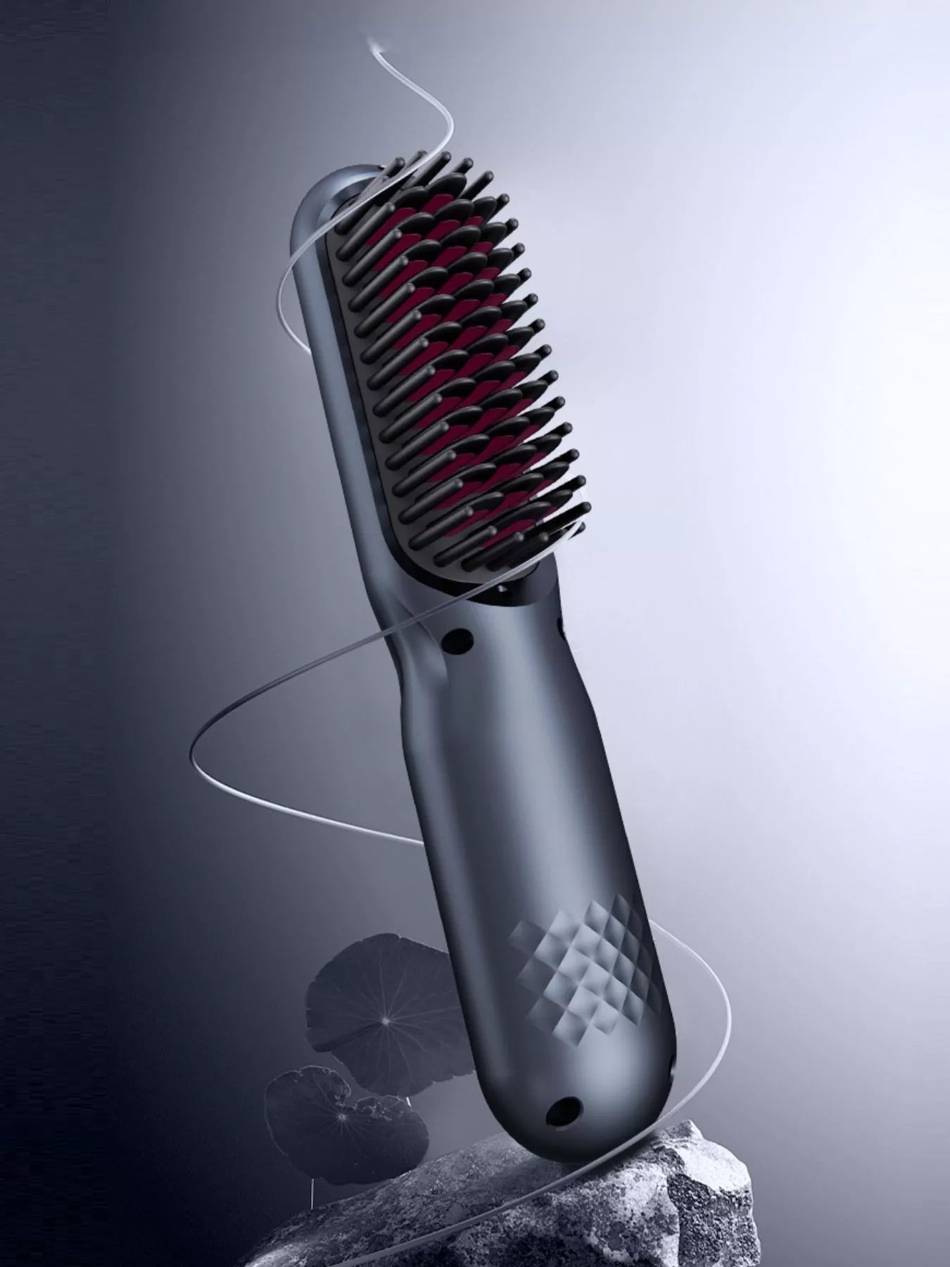 Pink portable heated straightening comb by Trendsi, compact design for easy styling and straightening of hair.