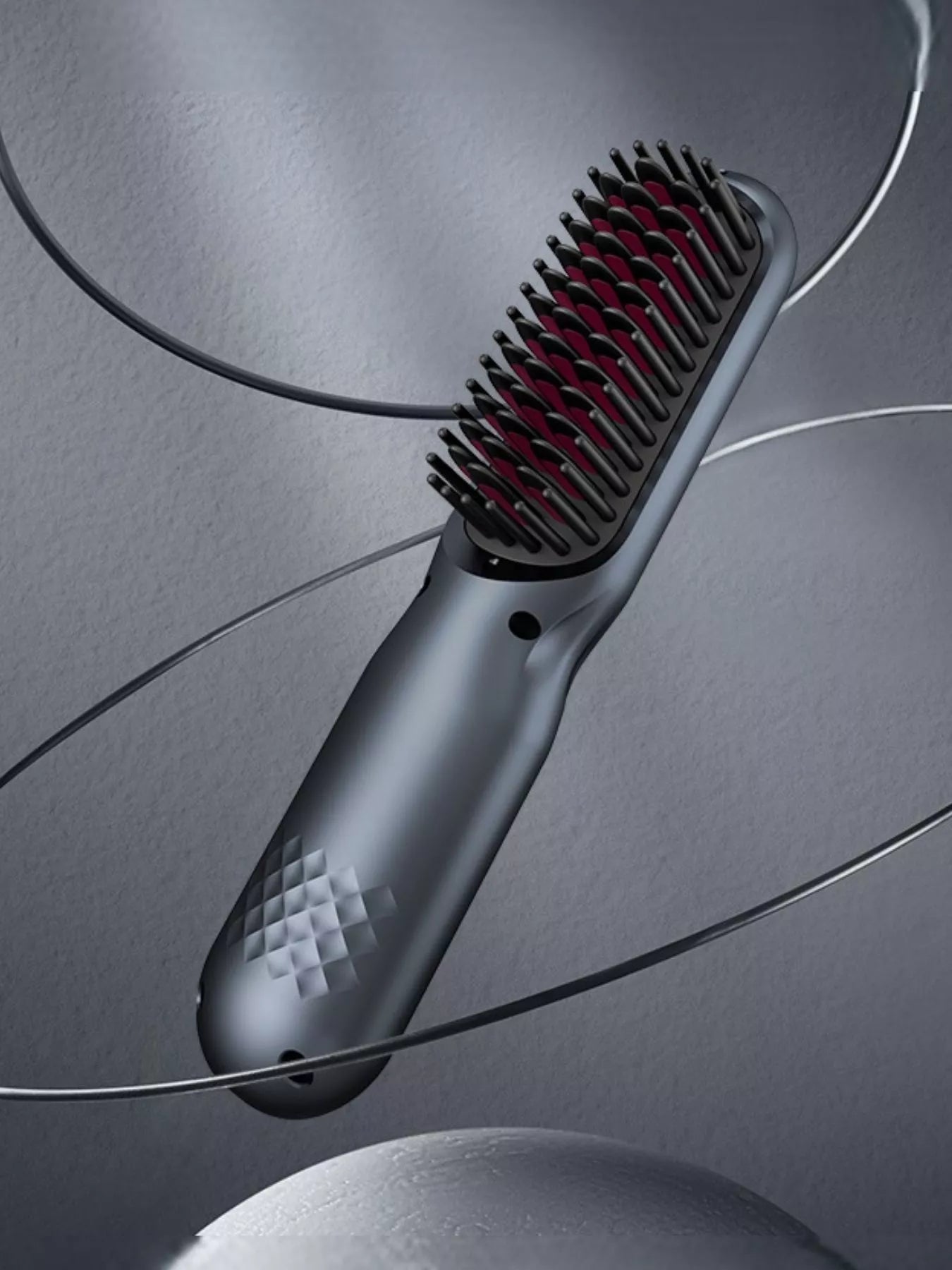 Blush pink portable heated straightening comb by Trendsi, compact styling tool for straightening hair on the go.