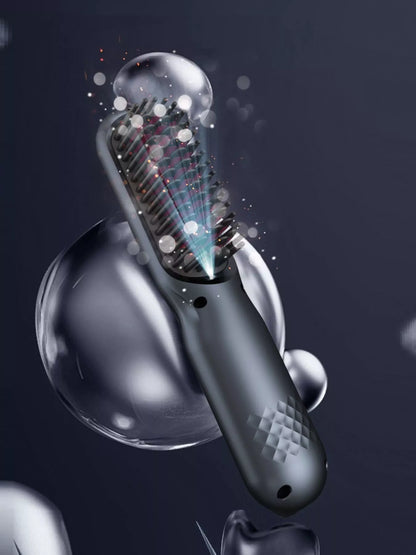 Blush pink portable heated straightening comb by Trendsi, compact design for easy styling and hair straightening.