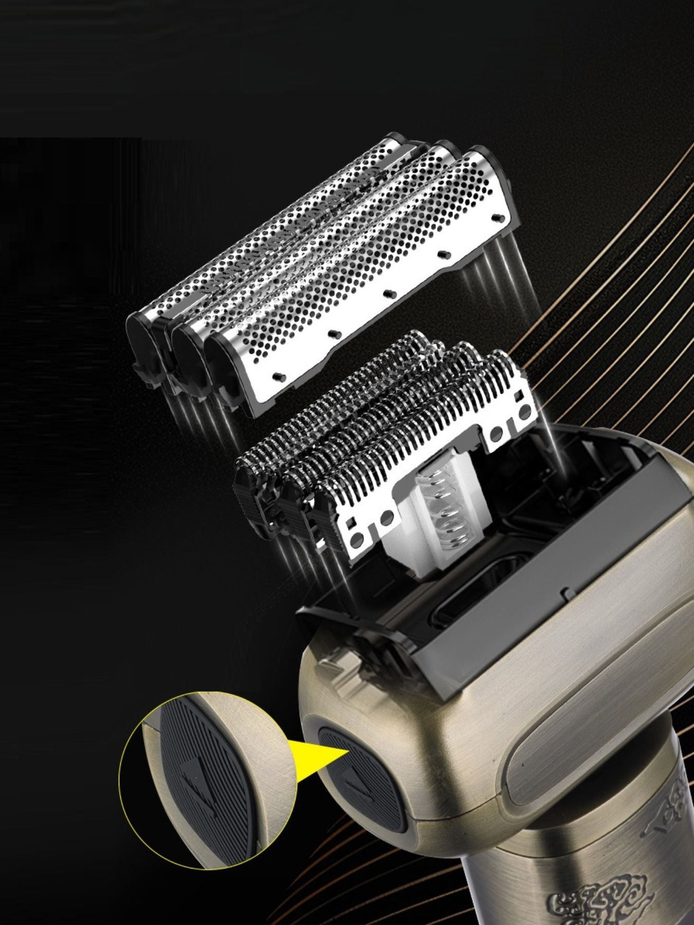 Trendsi portable electric shaver with brass body and compact design, ideal for on-the-go grooming and close shaving.