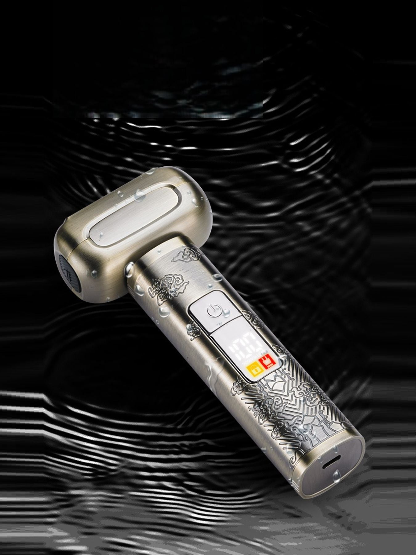 Trendsi portable electric shaver with brass design, compact and lightweight for easy grooming on the go.