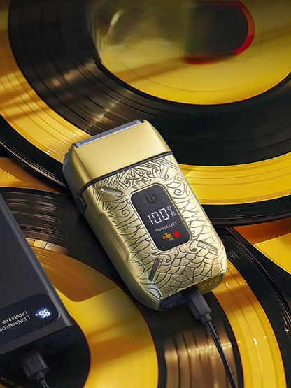 Trendsi waterproof electric shaver with a sleek metallic design, suitable for wet and dry shaving.