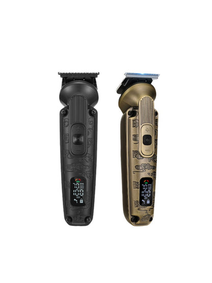 Brass LED display hair clipper by Trendsi with adjustable blades and ergonomic handle for precise grooming.