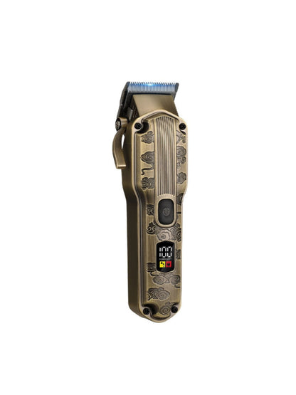 Brass LED display hair clipper from Trendsi with adjustable blades and bright LED screen for precise grooming.
