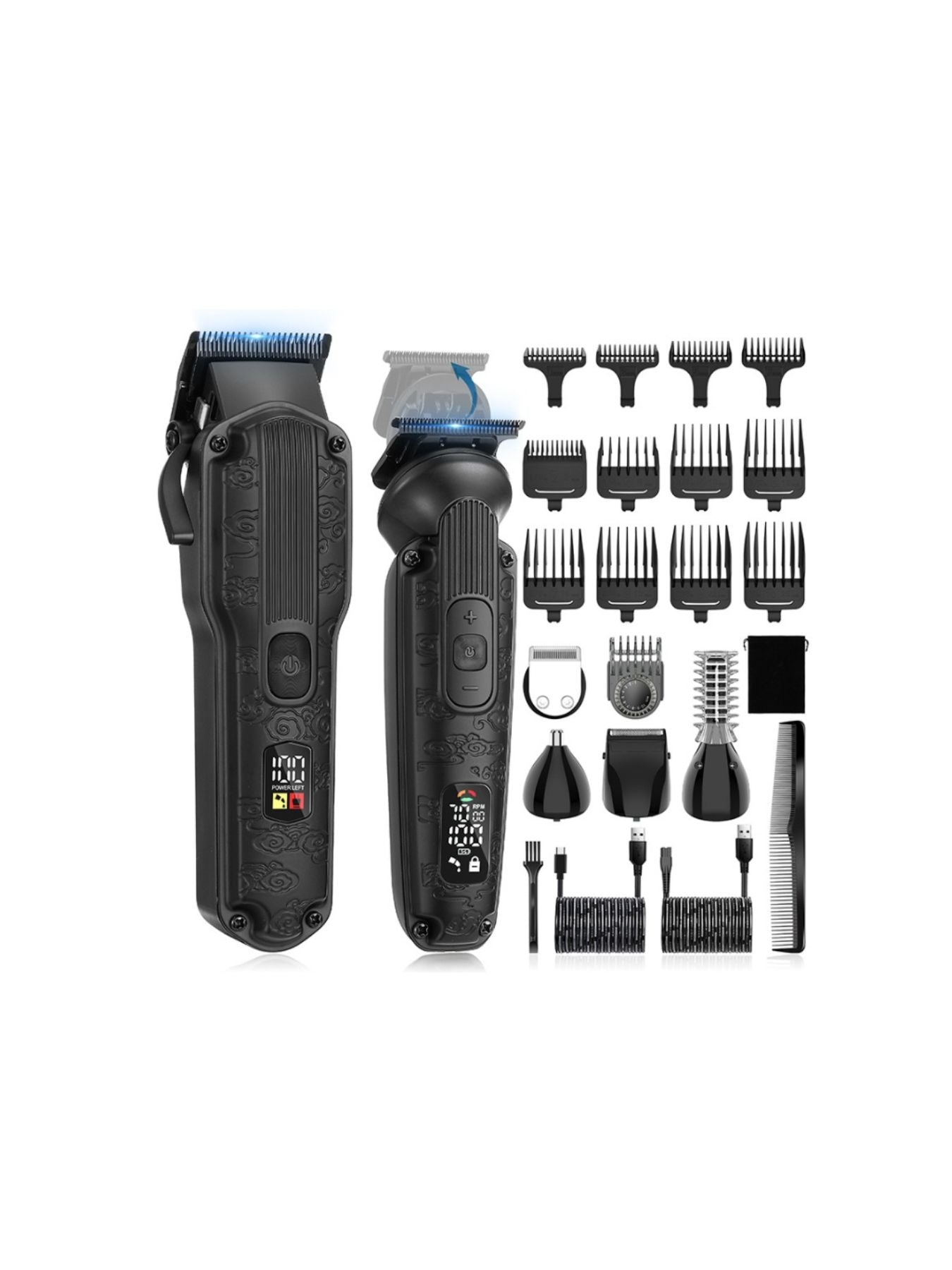 Brass LED display hair clipper with adjustable blades and ergonomic design, featuring a bright LED screen for precise grooming.