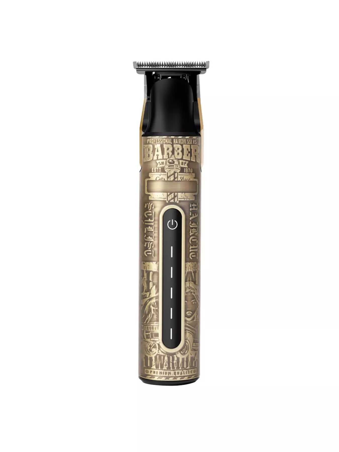 Trendsi LED display brass hair clipper with adjustable blades and large digital screen for precise haircut styling.