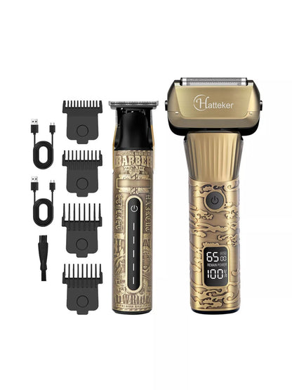 Trendsi LED display brass hair clipper with adjustable blades and a sleek design, showcasing its modern, professional grooming features.