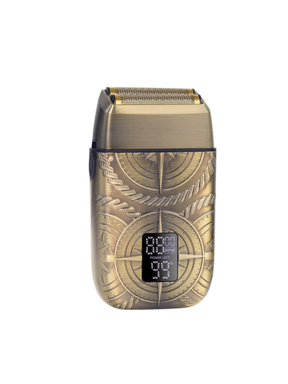 Bronze electric foil shaver with LED display by Trendsi, featuring a sleek design and adjustable shaving head for smooth grooming.
