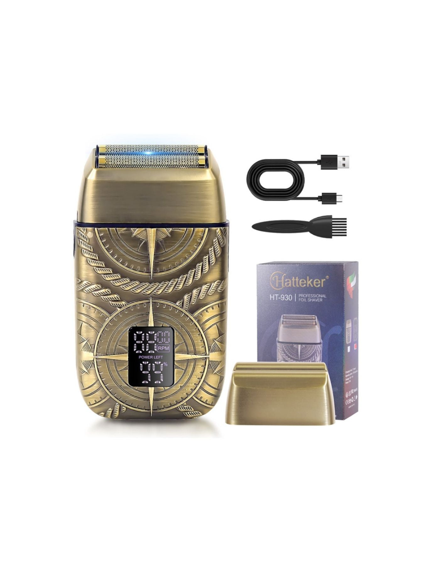 Bronze Trendsi electric foil shaver with LED display, compact design, and one-size-fits-all for a close, smooth shave.