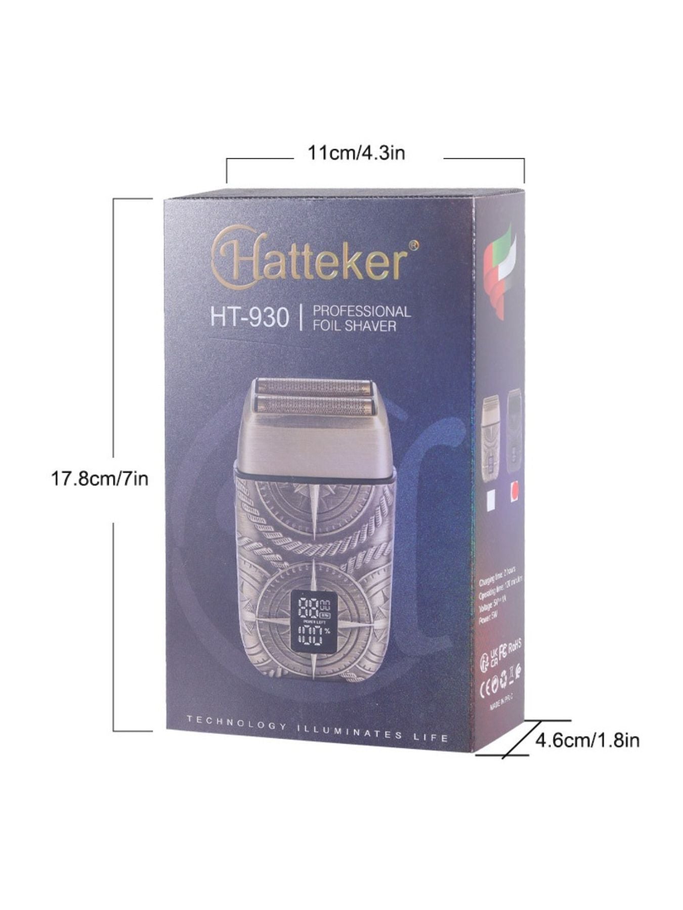 Bronze electric foil shaver with LED display, Trendsi brand, showing close-up of shaving head and LED screen for precise grooming