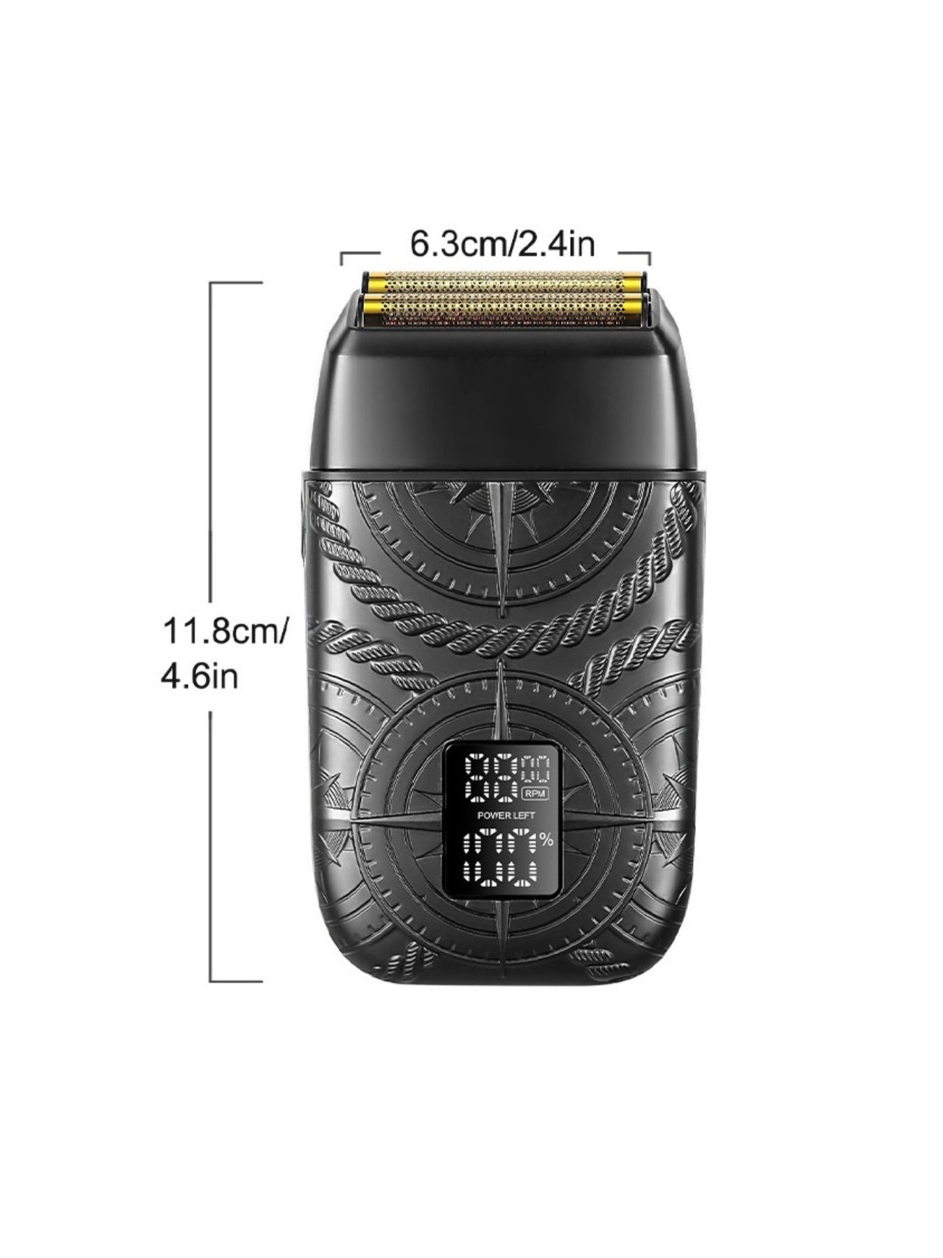 Bronze electric foil shaver with LED display from Trendsi, featuring a sleek design and one-size-fits-all head for easy grooming.