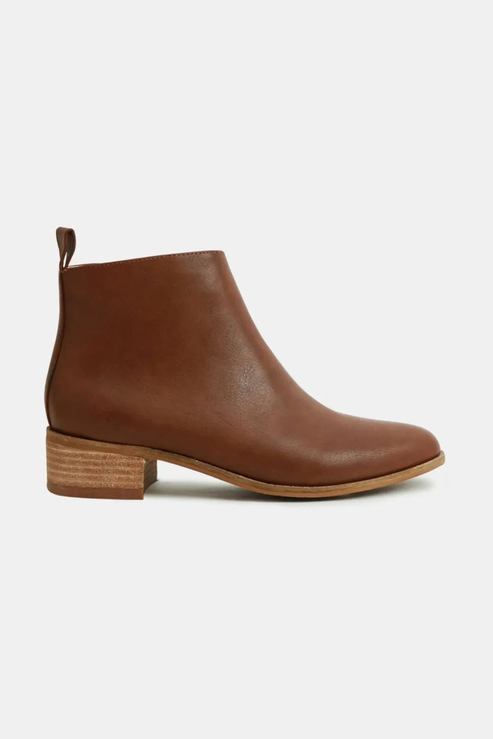 Brown Beast Fashion PU leather block heel boots with ankle height and stylish design, perfect for trendy footwear.
