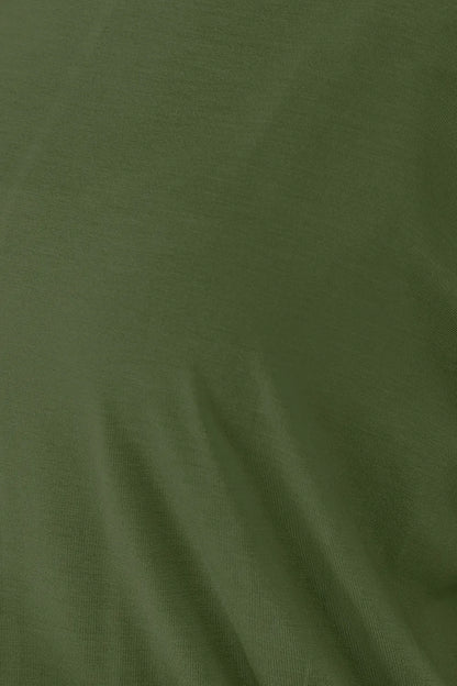 Trendsi Basic Bae brown full-size round neck batwing sleeve top displayed on a hanger, soft fabric and relaxed fit.