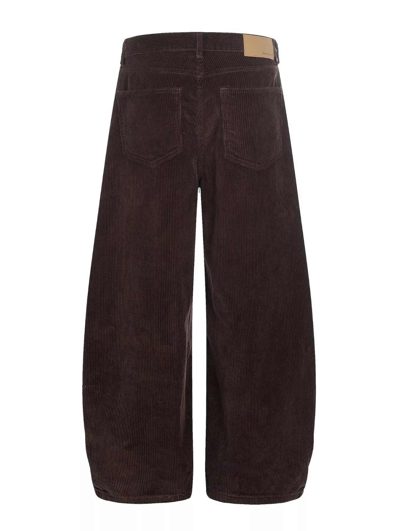 Men's brown wide-leg corduroy pants by Trendsi, displayed on a model, showcasing a relaxed fit and soft textured fabric.