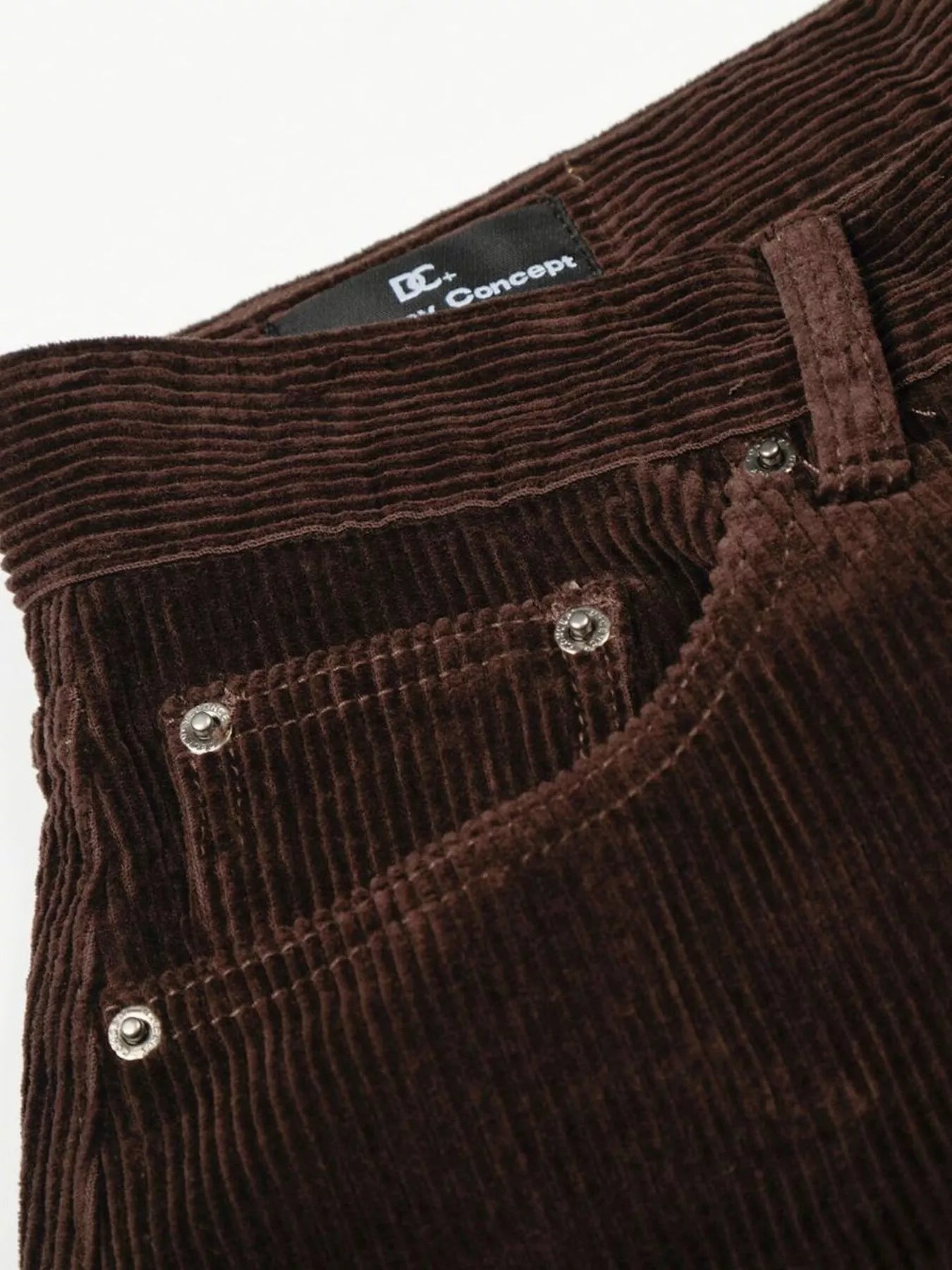 Men's wide-leg corduroy pants in brown by Trendsi, featuring a relaxed fit and textured fabric for casual style.