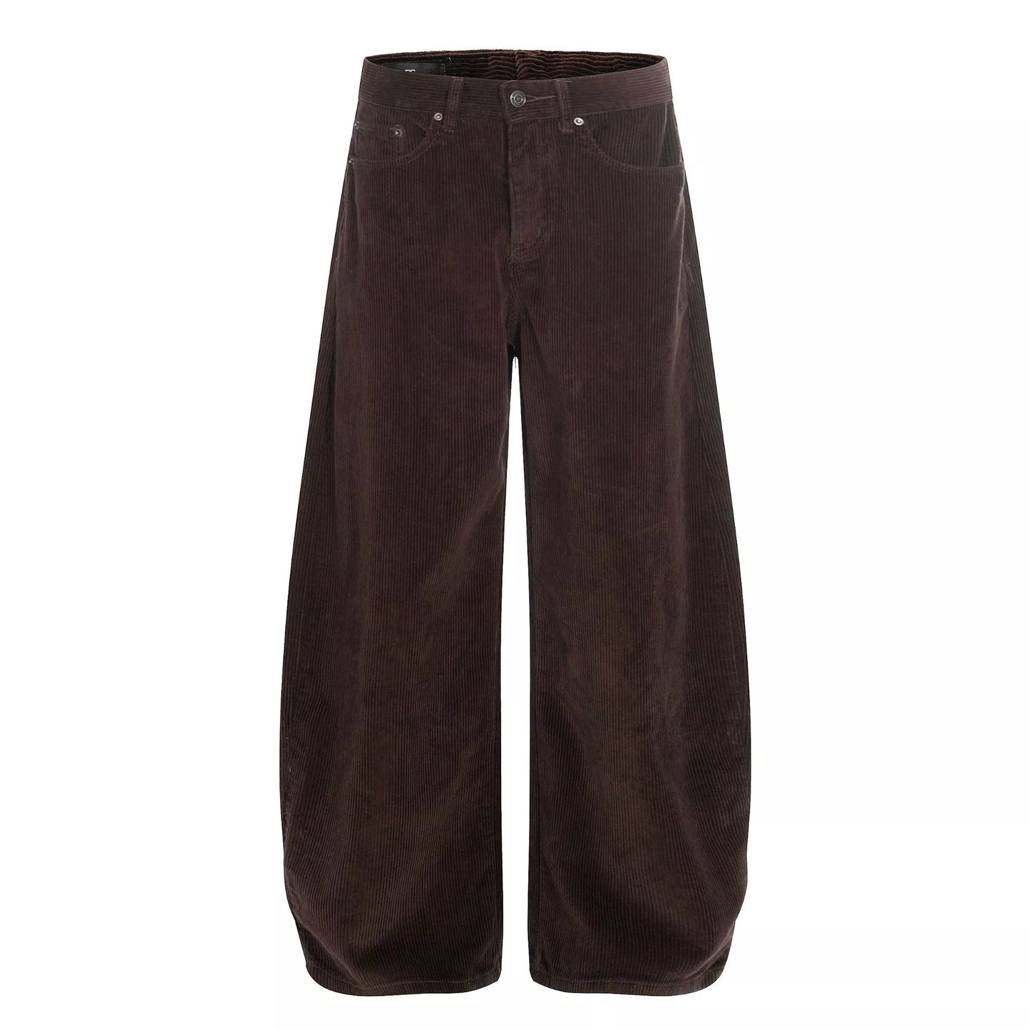 Men's wide-leg corduroy pants in brown from Trendsi, featuring a relaxed fit and textured fabric.
