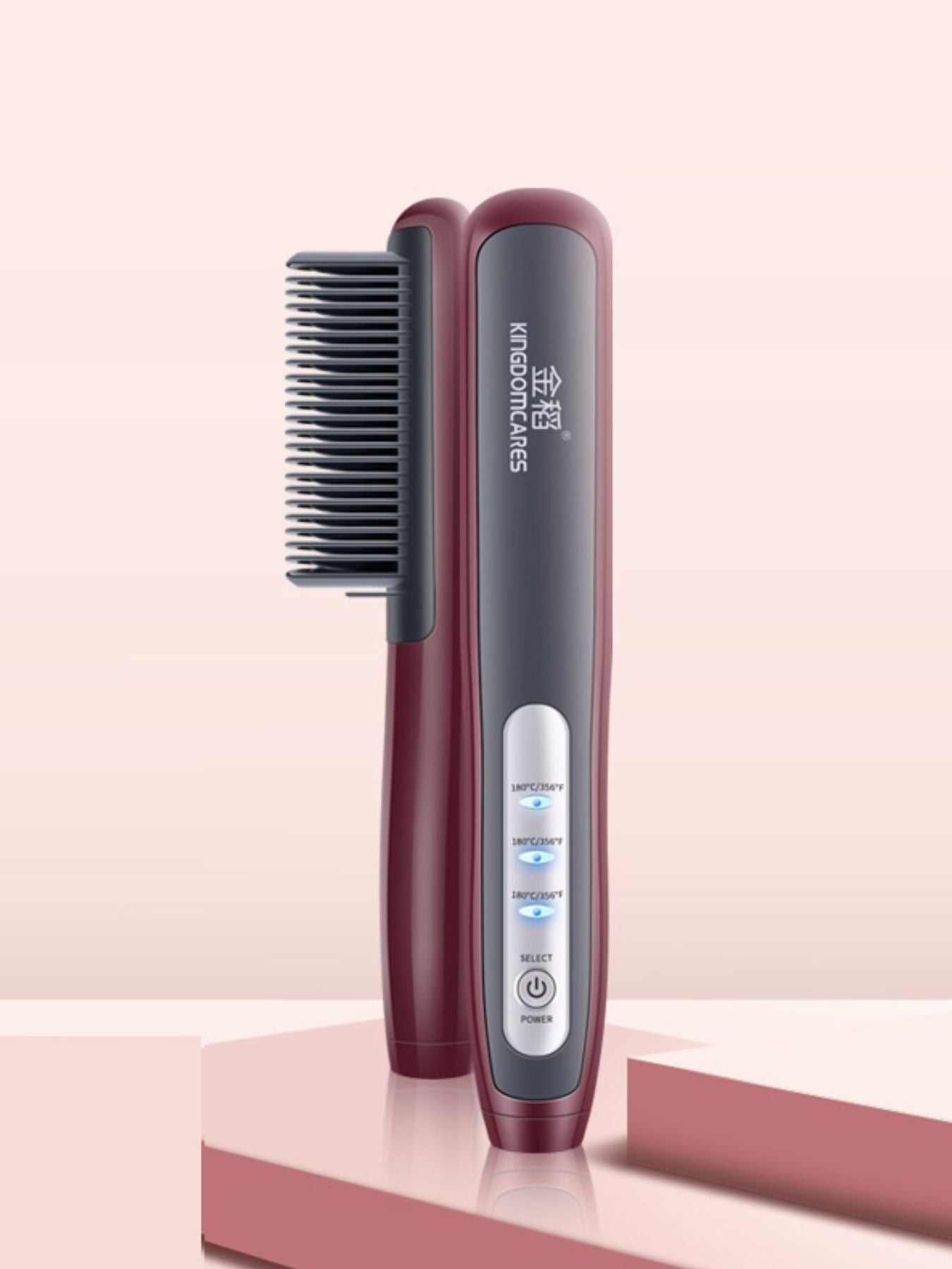 Trendsi heated straightening comb in burgundy with North American plug, designed for easy hair styling and straightening.
