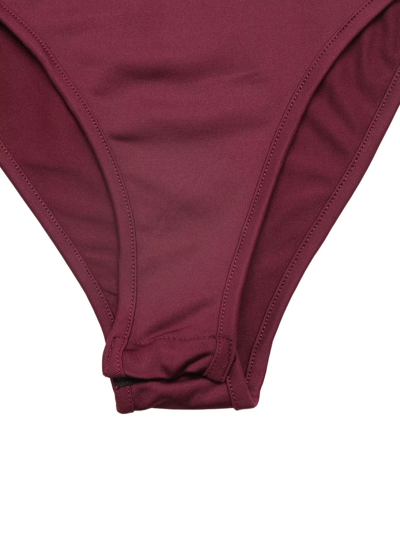 Burgundy lace cut-out flare sleeve bodysuit by Trendsi, featuring intricate lace details and stylish flare sleeves.